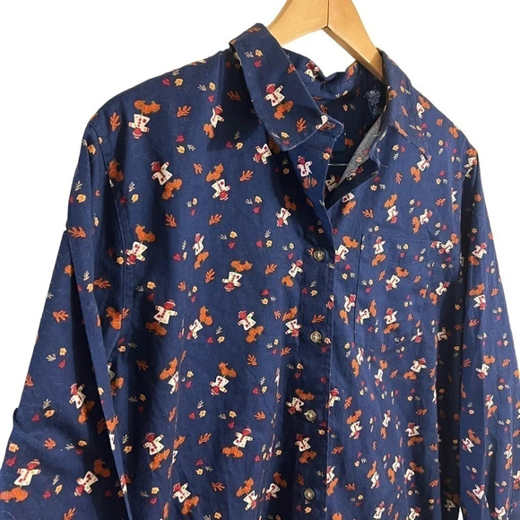 Karen Scott Halloween Fall Button Up Shirt Large Scarecrow All Over Pattern Top - Picture 4 of 6